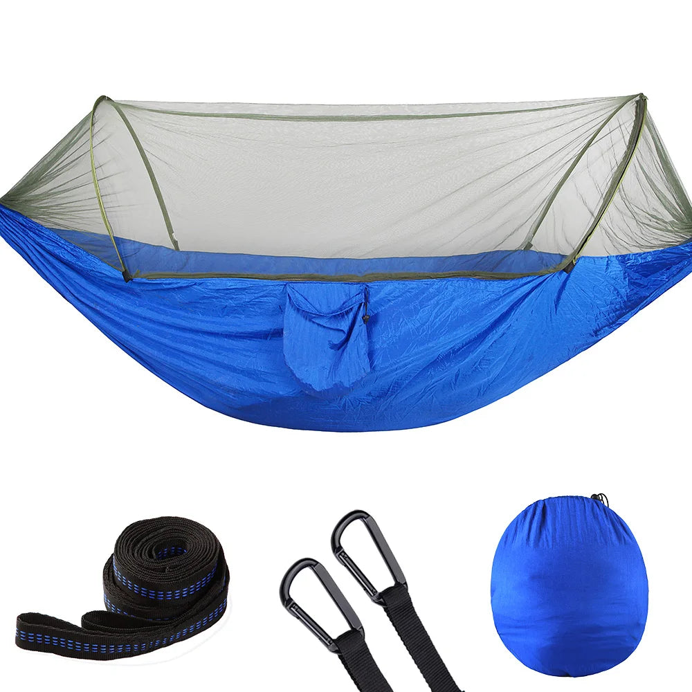 Lightweight Parachute Single Color Hammock with Mosquito Net for 1-2 Person All Seasons