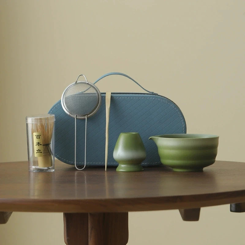 5 Pcs Custom Matcha Set Travel Packaging and Accessory Bamboo Whisk and Ceramic Bowl