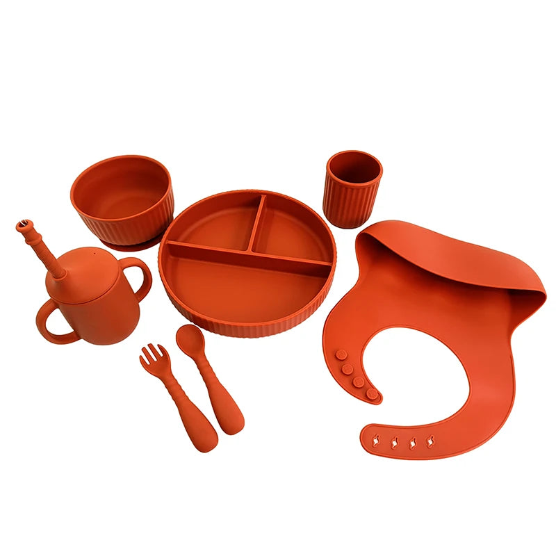 Silicone Tableware Baby Products Eating Set Feeding Supplies Dining Plate Set Baby