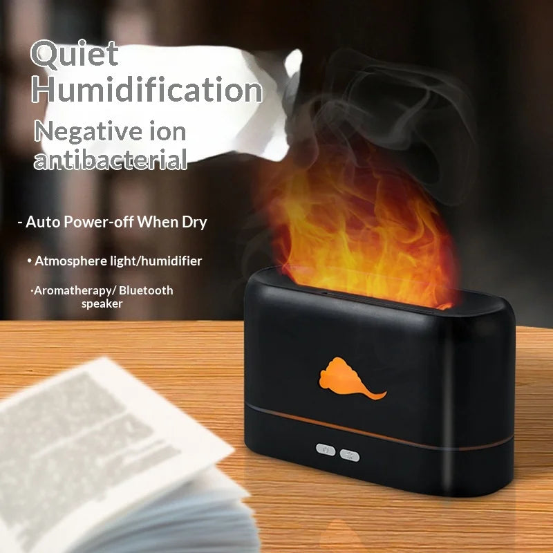 Ultrasonic Flame Humidifier USB 260ml Quiet Aromatherapy Diffuser Bedroom Lighting