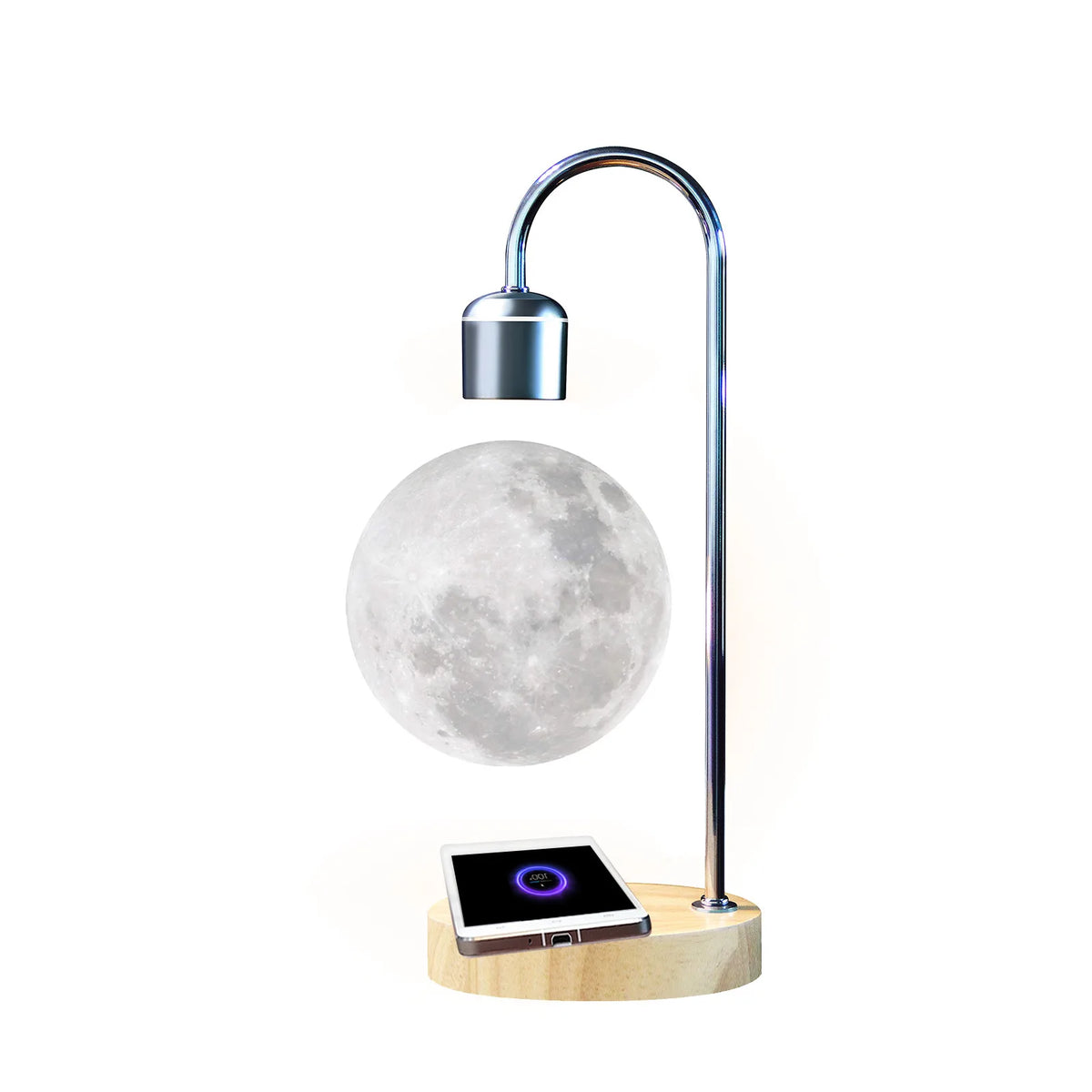 Smart 3D Printing Magnetic Levitating Moon Desk Lamp With Wireless Charger