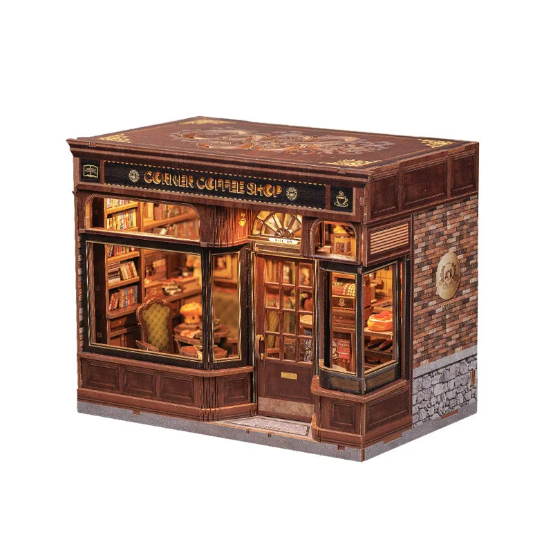 Top Gift DIY Book Nook 3D Wooden Puzzle Miniature House DIY Craft Kit Assembled Wooden Toy
