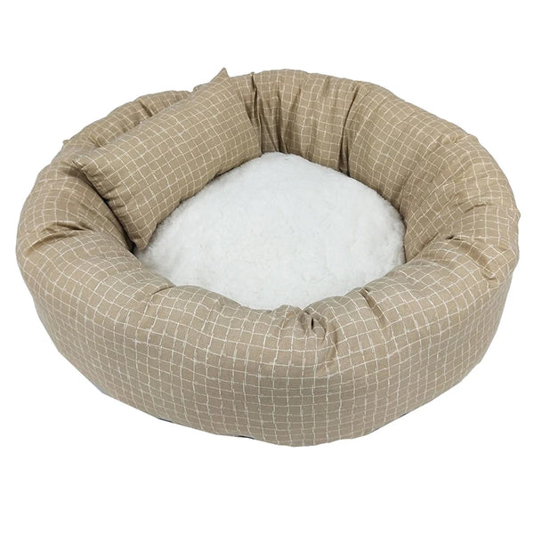 Custom Soft Washable Comfortable Round Donut Eco Friendly Luxury Solid Modern Cat Dog Bed