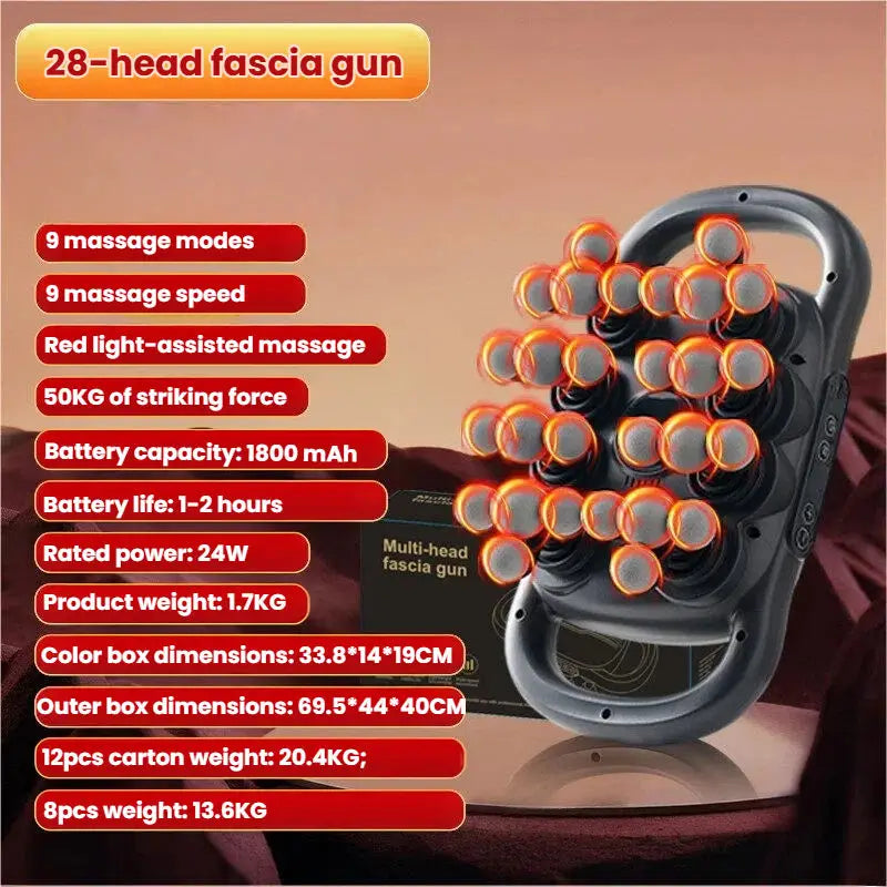 Smart Big Massage Gun 30 Speed Levels 1800mAh Battery Free Hand Full-Body Massager Gun