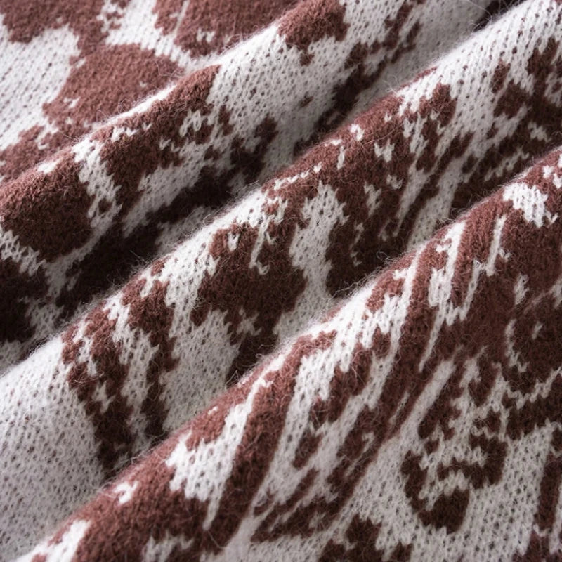 Custom Skull Jacquard Men'S Knitted Sweater 7GG Heavyweight Cotton Spandex Anti-Pilling