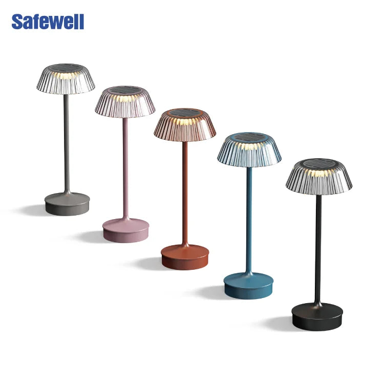 Modern Solar Rechargeable ABS Cordless LED Table Lamp RGBW Touch Dimmable IP54 Waterproof