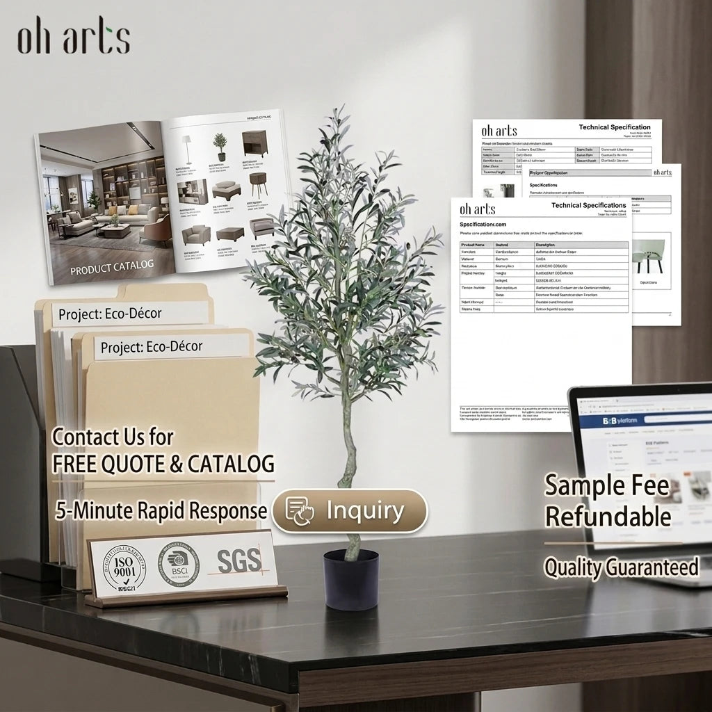 Oh Arts Multi-Sized Artificial Olive Tree UV Resistant Silk Leaves Faux Olive Plant