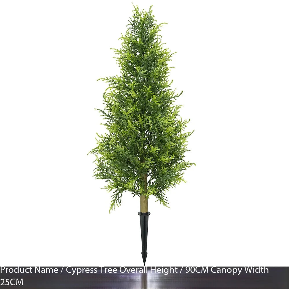 Realistic Artificial Cypress Topiary Tree Ball With Pot & Ground Spike, Indoor Outdoor