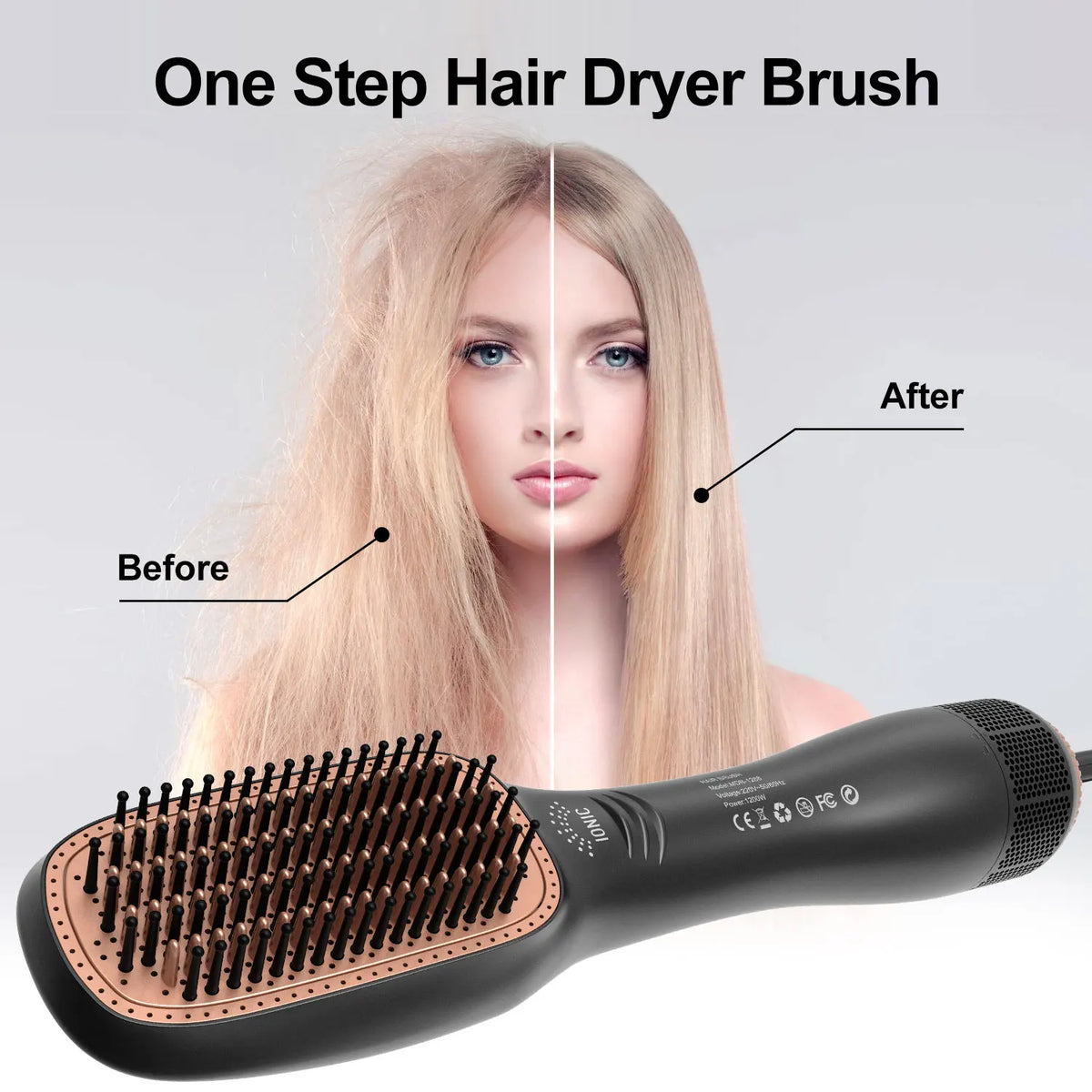 3 in 1 Hot Air Comb Hair Dryer Brush Blow Dryer Hair Curler Straightener Multi-Function