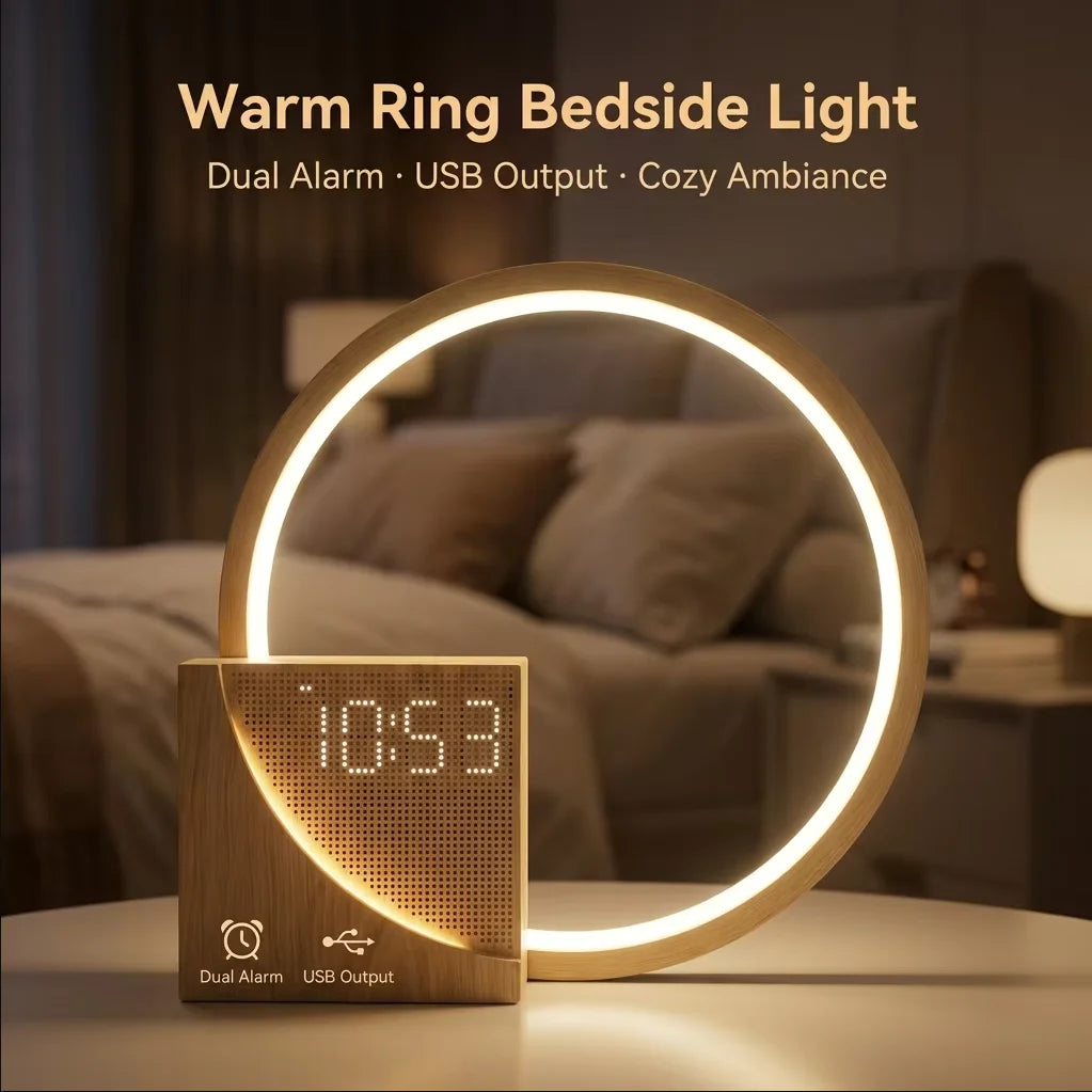 Touch Dimmer Led Bedside Lamp with White Noise Machine and USB Charging Wake Up Light