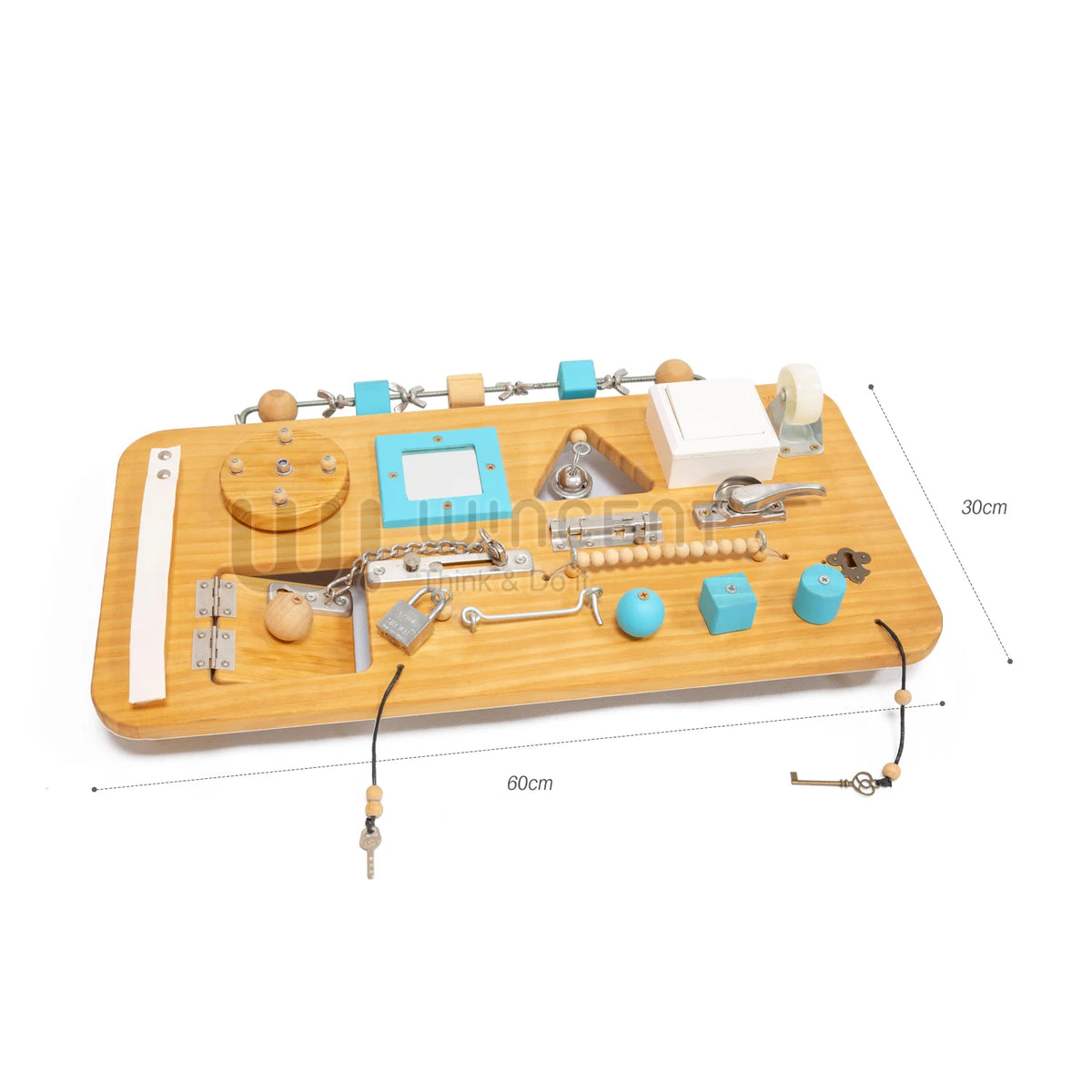 Wooden Busy Board Montessori Educational Toddler Activity Board with Locks Latches Fine