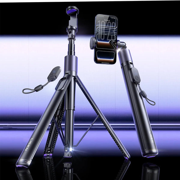 New 67" Selfie Stick Tripod Auto-Opening Cell Phone Stand Foldable Tripod for Video
