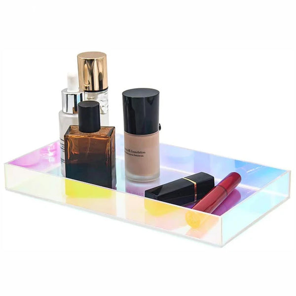 Decorative Rainbow Acrylic Storage Tray Makeup Plastic Storage Organizer Tray