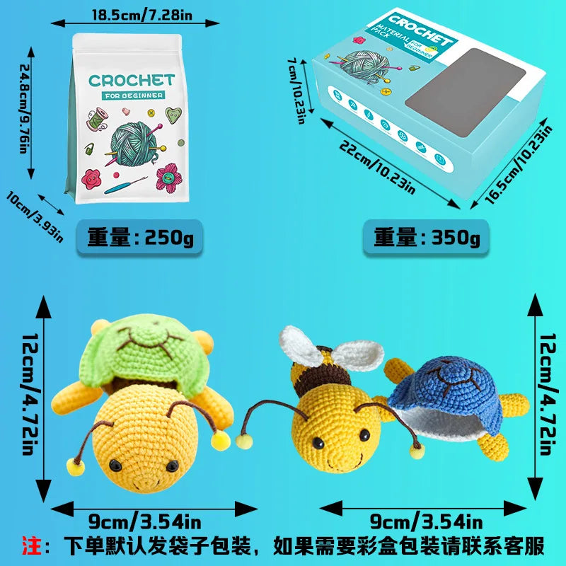DIY Crochet Kit Woven Technique Yarn for Crafting Animal Doll Pendant Beginner English
