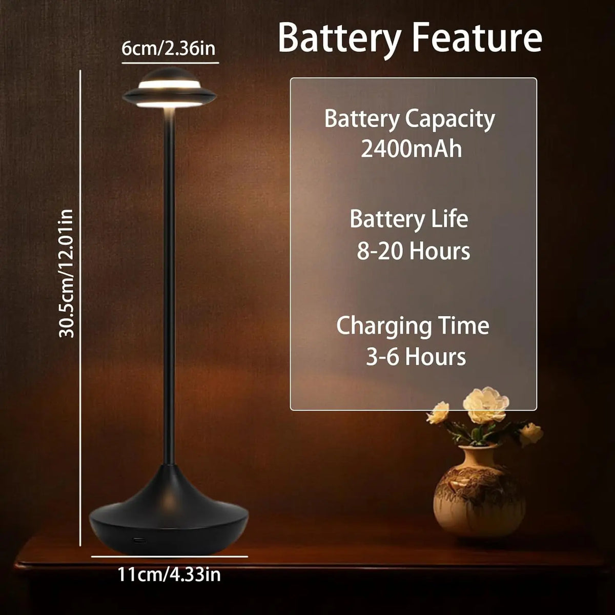 Portable Cordless Table Touch LED Rechargeable Battery Dimmable Warm White Light