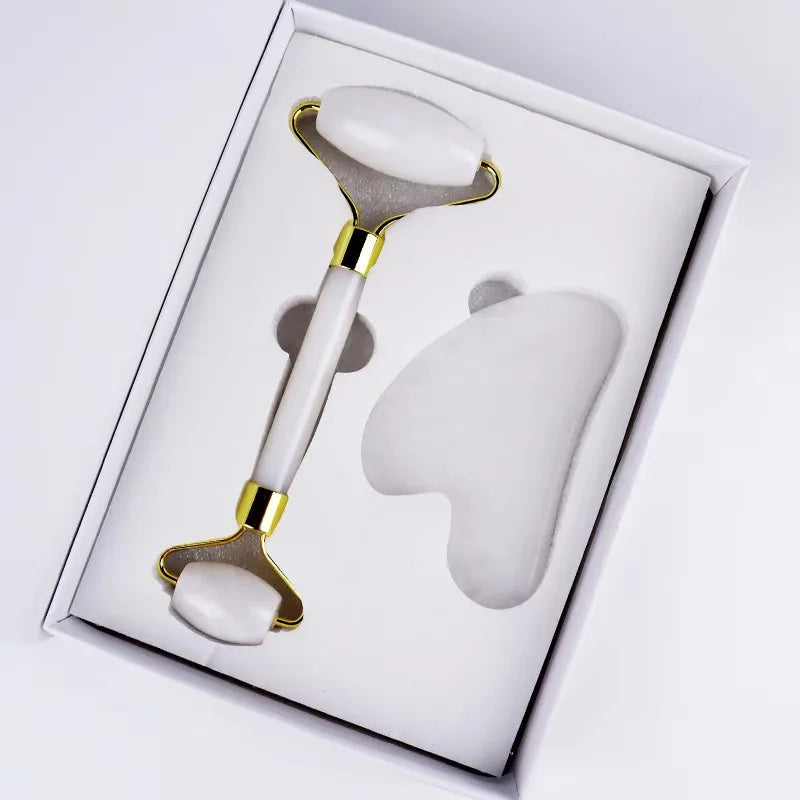 Natural Crystal Gua Sha Stone with Optional Face Roller in 9 Colors