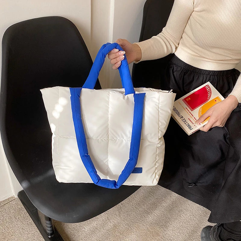 Large Capacity Shoulder Bag Women Fashion Nylon Puffer Handbag Woman Soft Quilted
