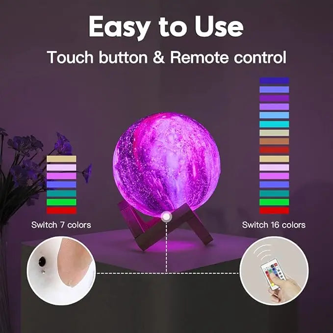 LED RGB Moon Light USB Rechargeable 3D Starry Sky Solar Planet Moon LED Night Light Home