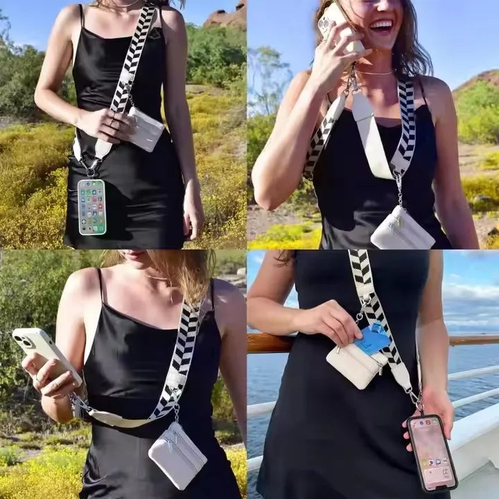Cross Body Phone Lanyard With Zipper Wallet Anti-Lost Adjustable Mobile Lanyard Guitar