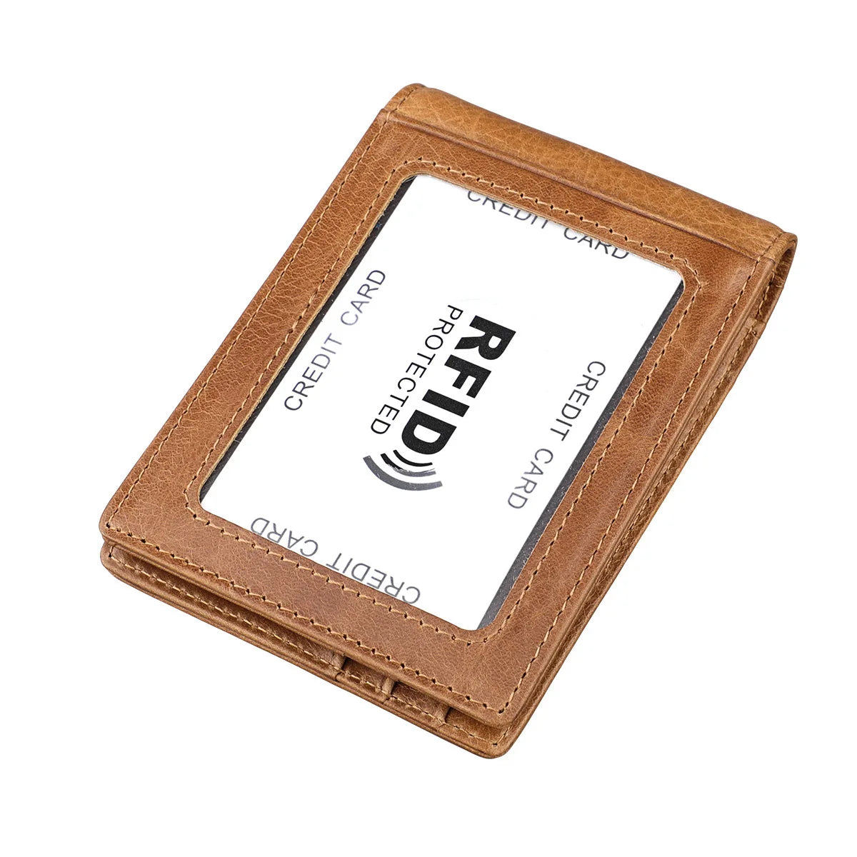 Men'S RFID Blocking Black Genuine Cowhide Leather Slim Wallet Vintage Retro ID Photo Card