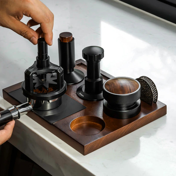 Coffee Wood Eco-Friendly Minimalist Tamper Stand Tamping Station Barista Tool Organizer