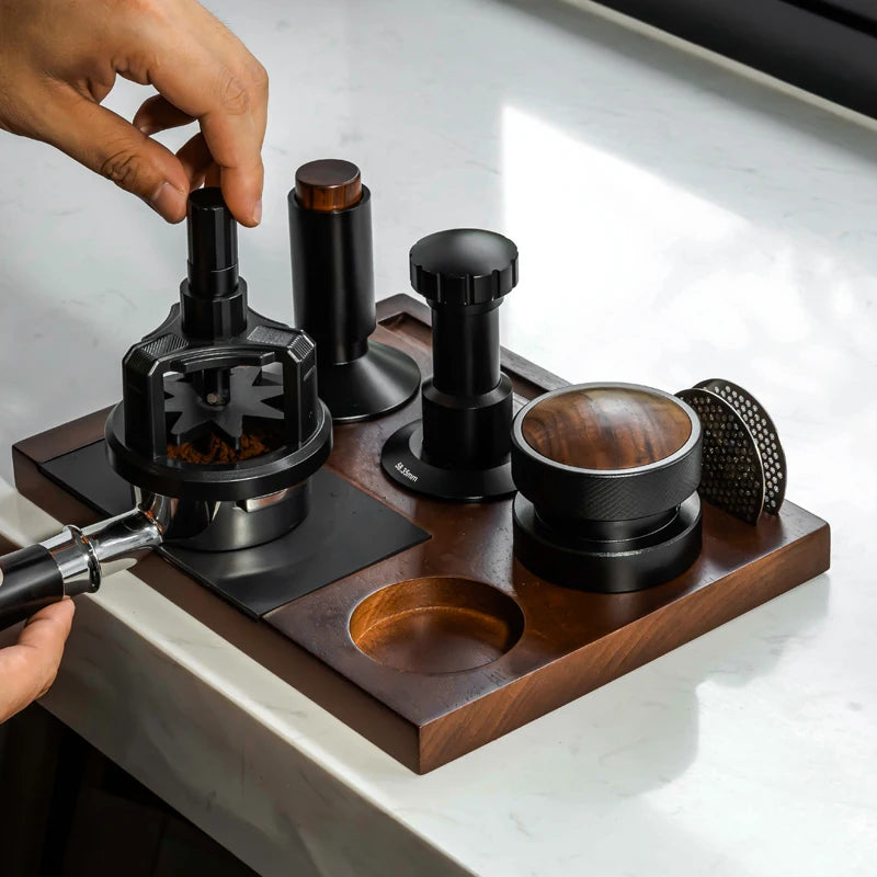 Coffee Wood Eco-Friendly Minimalist Tamper Stand Tamping Station Barista Tool Organizer