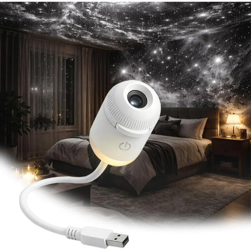 Projector Projection Night Light With RGB Starry Sky Feature USB Powered LED Warm White
