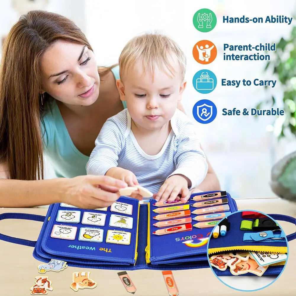 Felt Montessori Kids Educational Learning Busy Board Plane Car Rides Travel Busy Book Toy