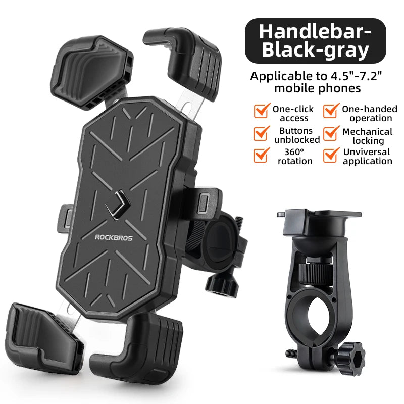 Bicycle Phone Holder Mount 360 Degree Adjustable Fit for 4.5-7.2 Inch Bike Handlebar Cell