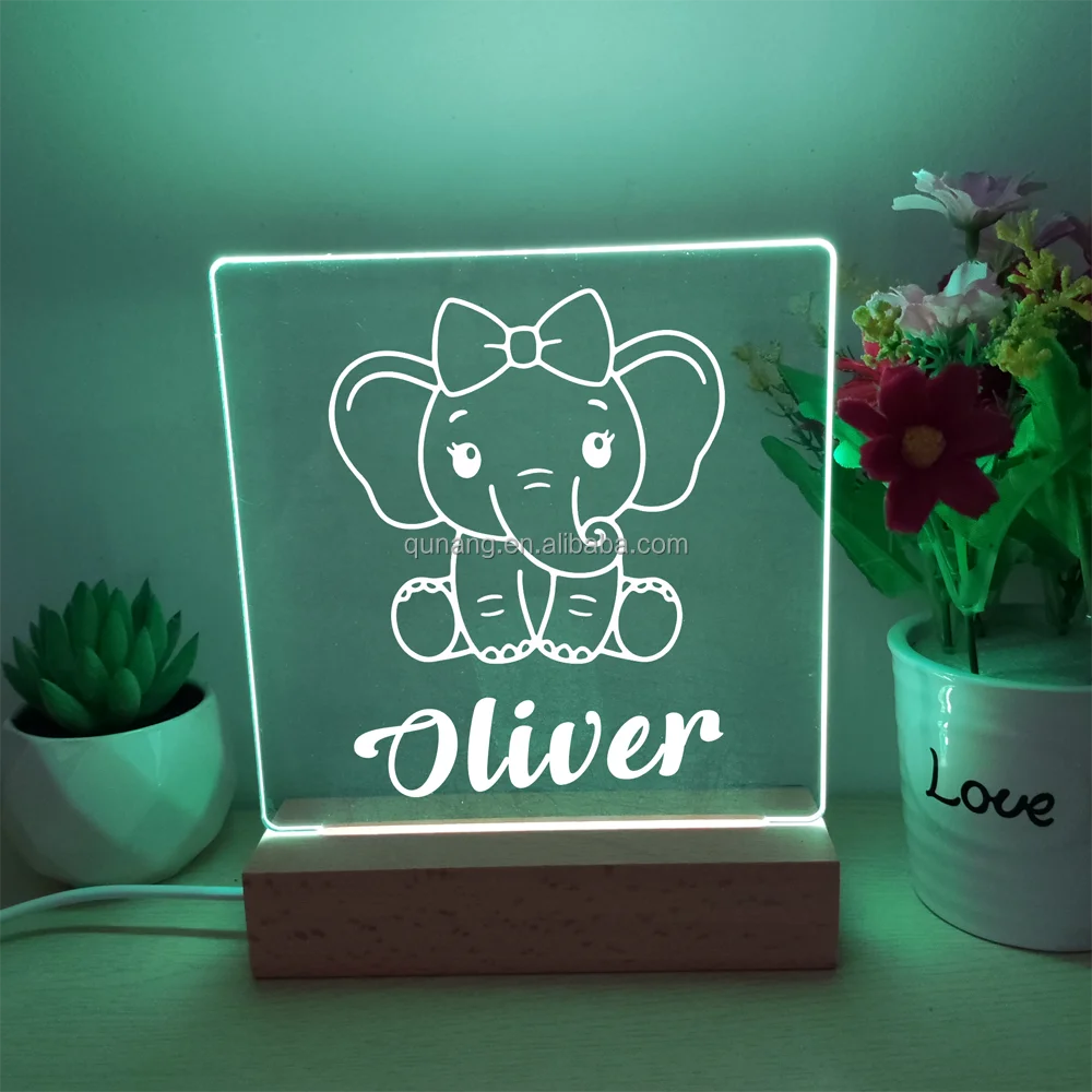 Personalized Unique Engraved Night Light Gifts for Kids Customized Name Moon and Stars