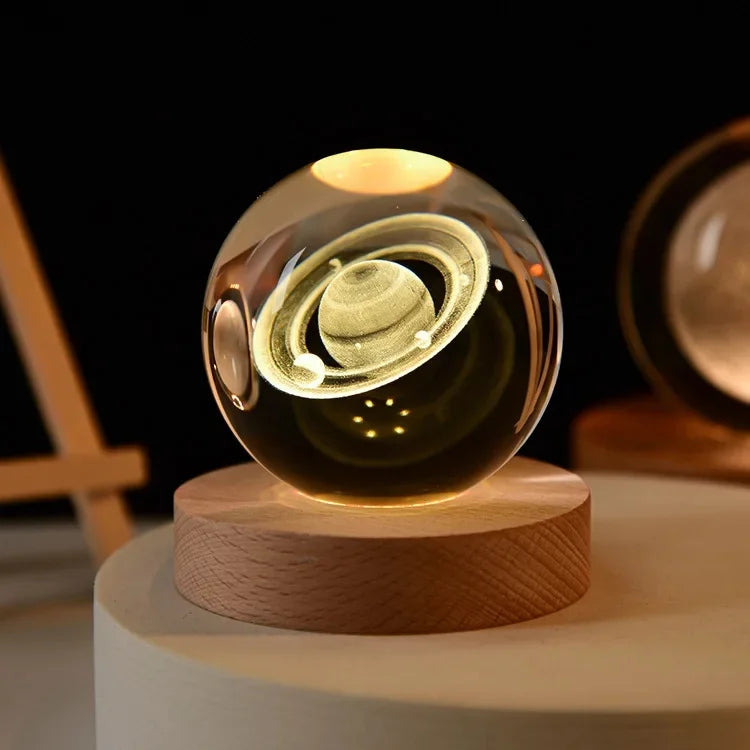 Projector 3D Night Lights Crystal Ball Music Box Customized Heart Rotate Animation Figure