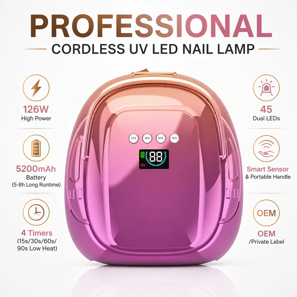 Custom Upgrade 126W High Power UV LED Nail Lamp Large LCD Touch Screen Fast Drying