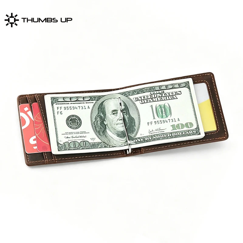 Blocking Slim Fold Closure Microfiber Leather Wallet Minimalist Men'S Travel Front Pocket