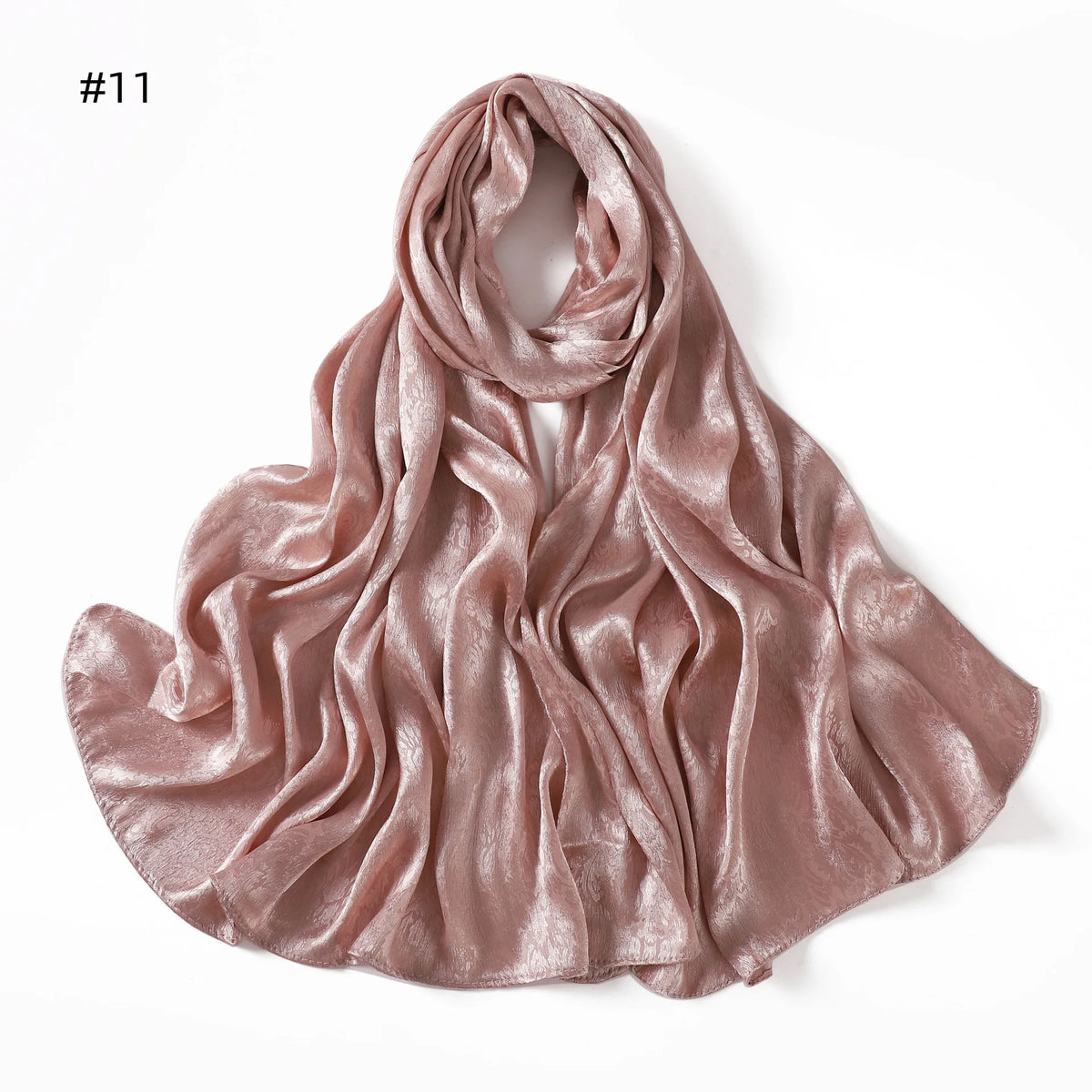 New Solid Color Satin Jacquard Long Scarf Breathable Soft Faux Silk