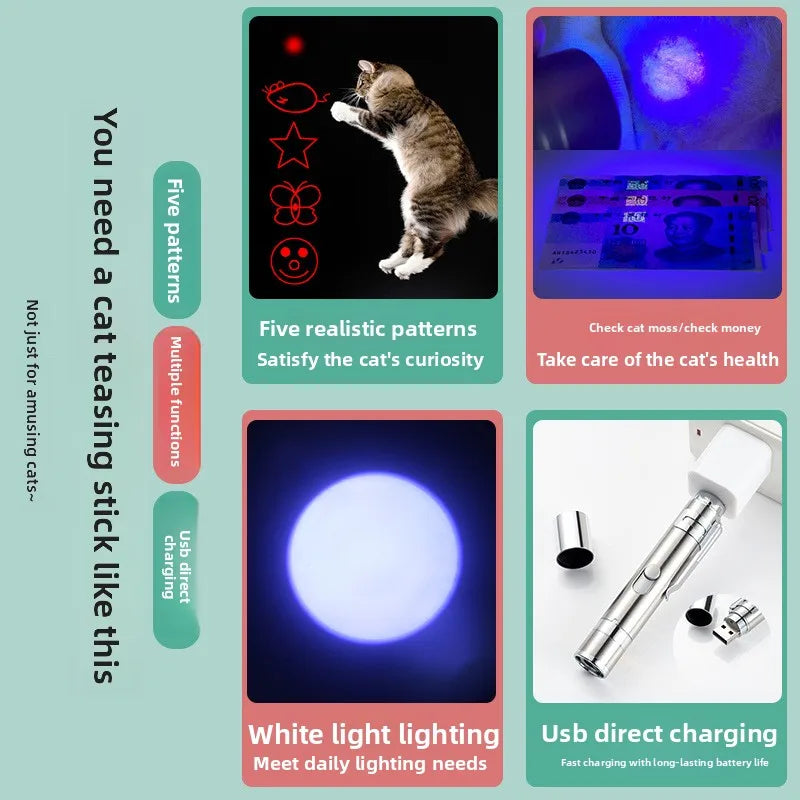 Eco-Friendly Rechargeable Infrared Classic Cat Laser Toy Plastic Pet Interactive Movement
