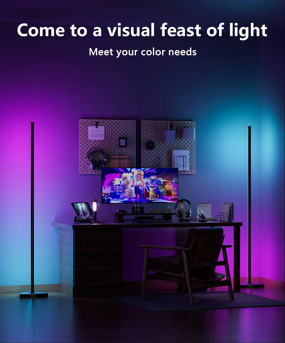Nordic Standing Smart Led Reading & Floor Lamp Modern Design RGB Corner Floor Lamp Light