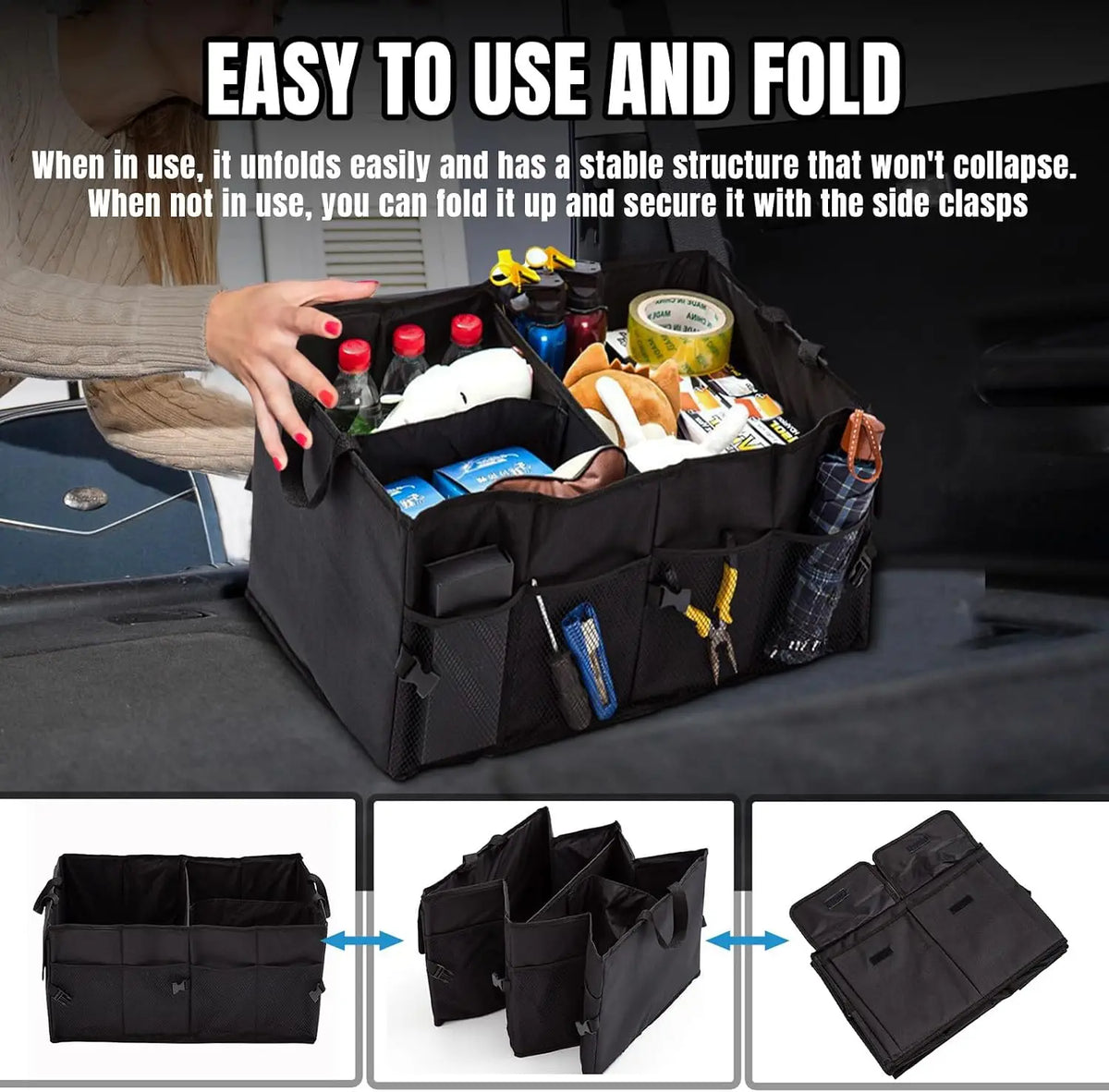 Foldable Eco-Friendly Lightweight Car Trunk Backseat Organizer Oxford Cloth Large