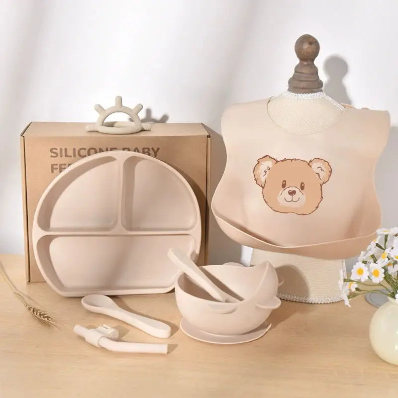 BPA-Free Silicone Baby Feeding Set for Training Infant Weaning Eating Utensils