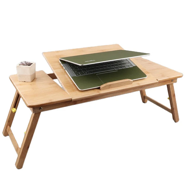 Bamboo Portable Foldable Laptop Desk Vertical Wooden Laptop Stand Adjustable Laptop Table