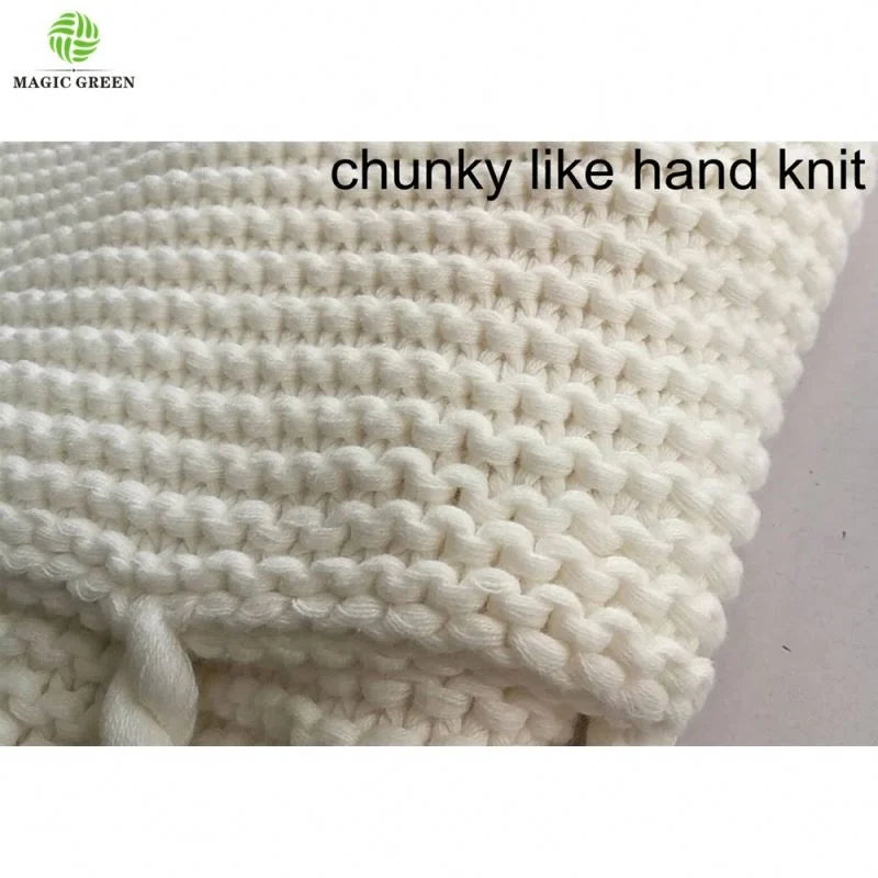 Magic Green Zero Defect 50da24-1100% Best Combed Cotton Chunky Like Hand Ladder Knit