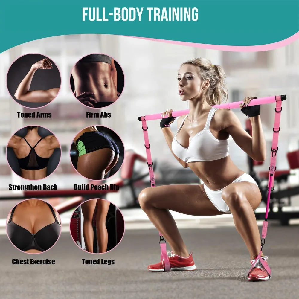 Adjustable Pilates Bar Set for Mens Womens Fitness Equipment with Thermoplastic Elastomer