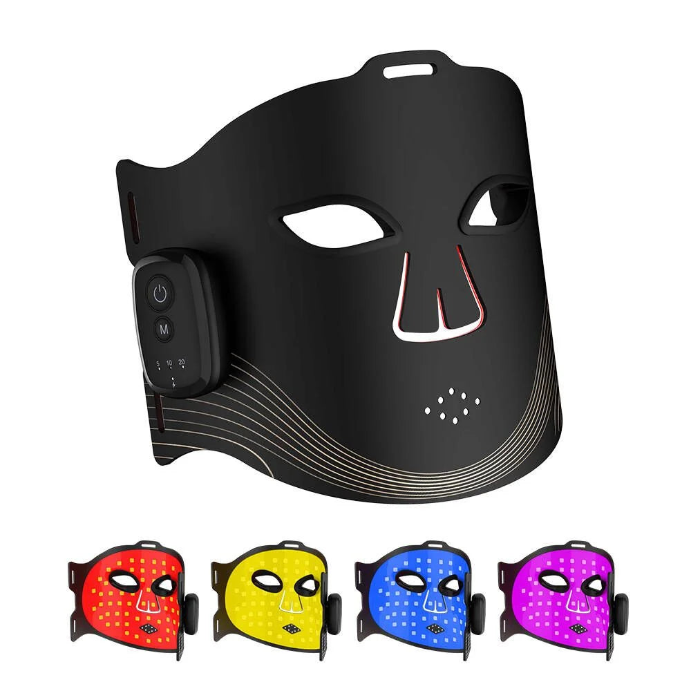 Rechargeable LED Face Mask with 460/590/630/850nm Light and Adjustable Timer