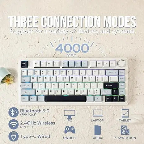 F75 75% Customized Mechanical Keyboard Full Key Hot Swap 2.4 Wireless Three Mode Keyboard