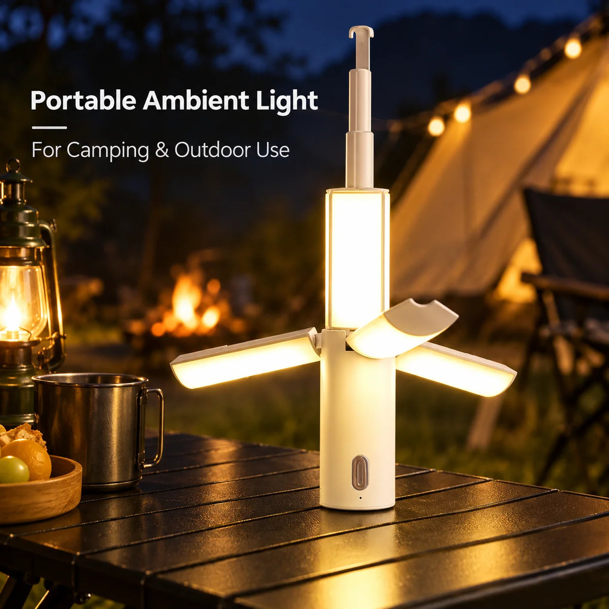 USB Rechargeable Lithium Battery Foldable Camping Lantern LED Tent Light IP55 Waterproof