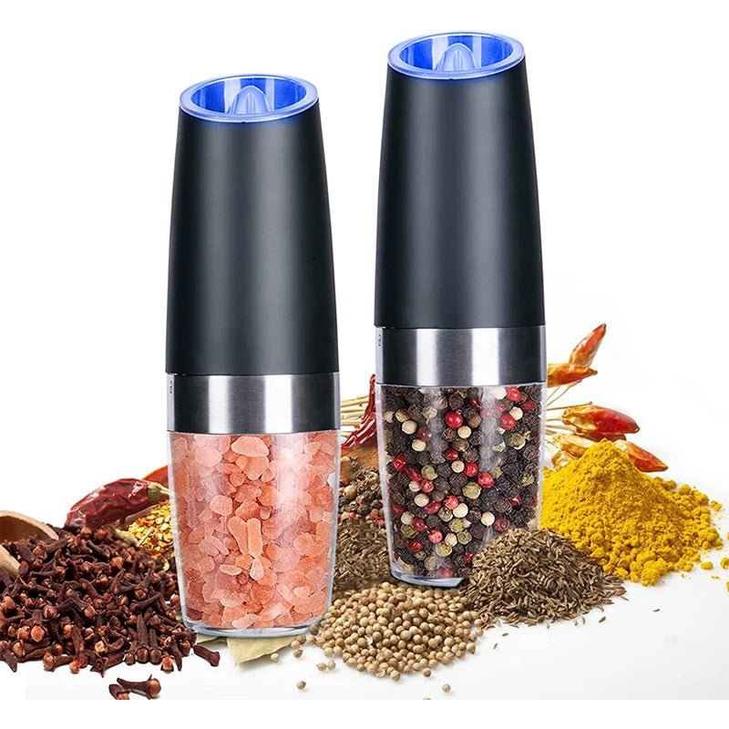 Adjustable Coarseness Electric Pepper & Salt Grinder with LED Light Stainless Steel