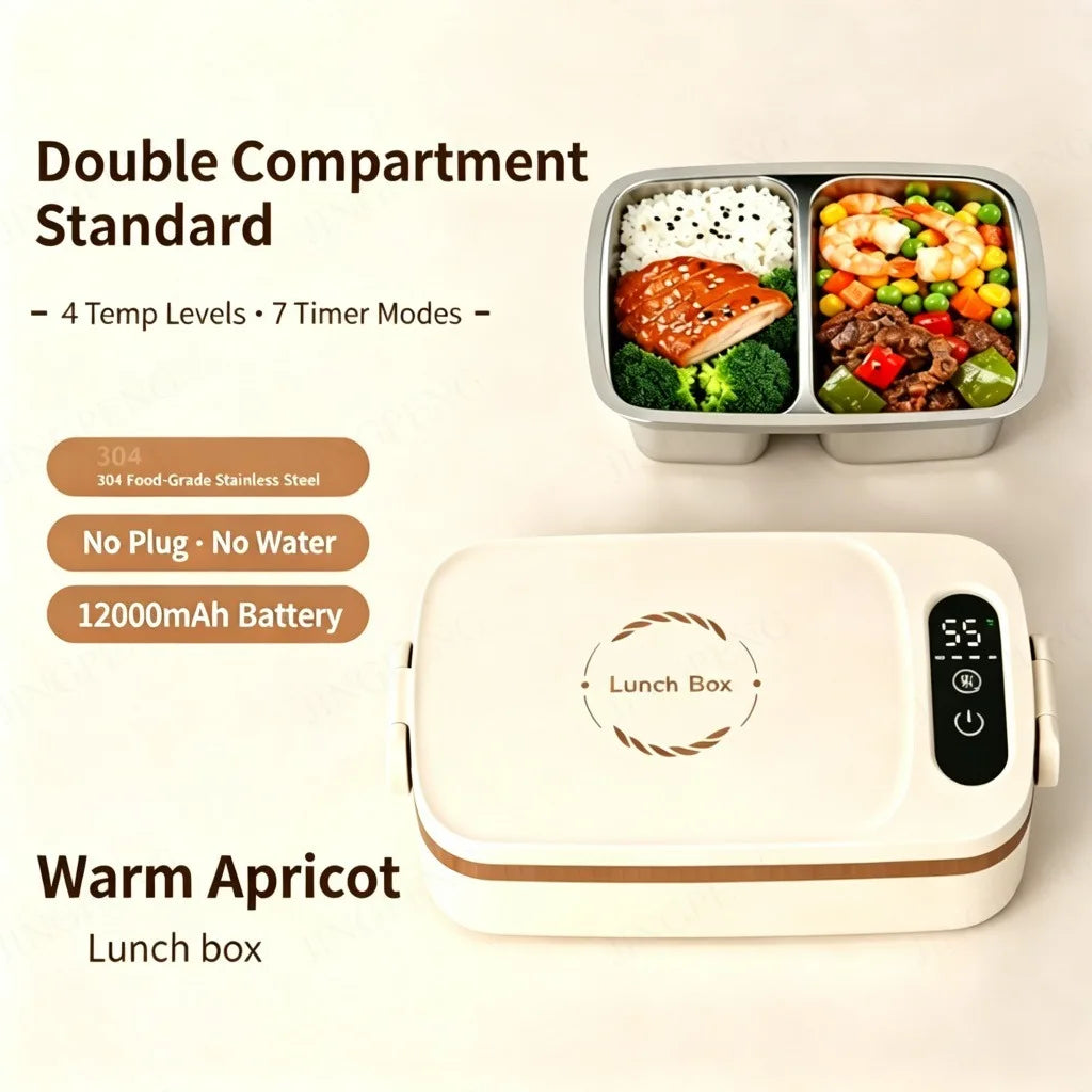 Digital Display 12000mAh USB Rechargeable Electric Lunch Box Portable Heating Bento Box