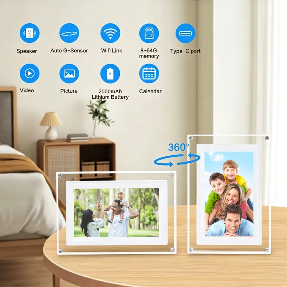 7 Inch WiFi Digital Photo Frame 1024*600 IPS HD Cloud Smart Digital Picture Frame 8GB
