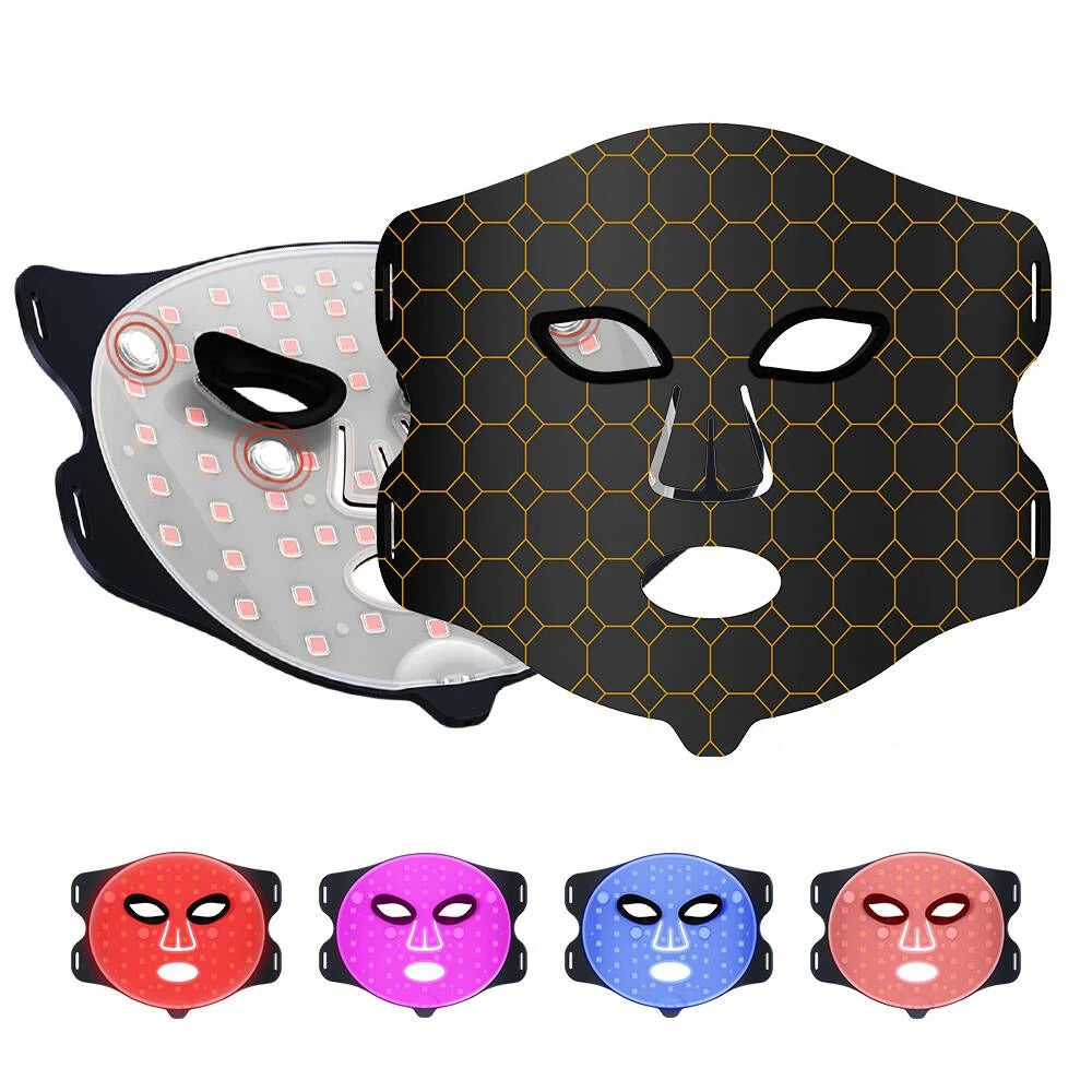 Silicone LED Face Mask with 4 Light Colors, 630nm Red and 850nm Infrared