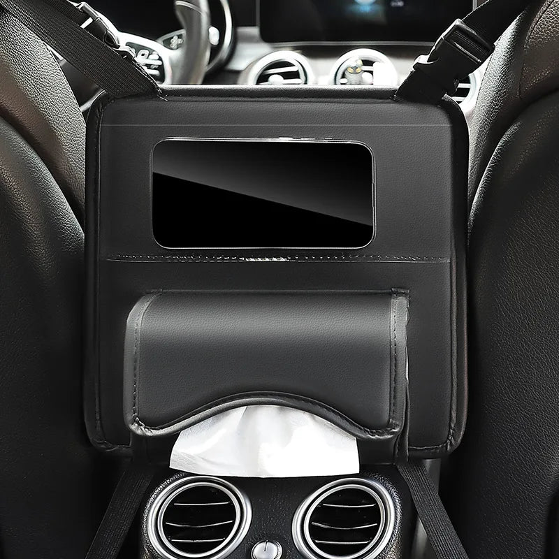 Little Rice Paddy Luxury Car Back Seat Organizer PU Leather Multifunctional Storage Bag