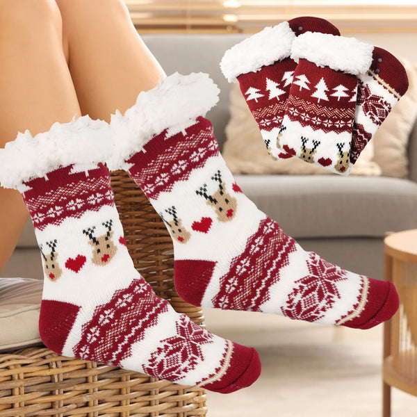 Christmas Stockings Big Size 2-Pack 18-Inch Extra Long Hand-Knitted Cotton Red/Green